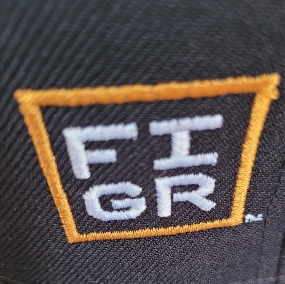 FIGR Snapback Ballcap, Black with Green Underside Flat Brim, FIGR Logo - Picture 6 of 10